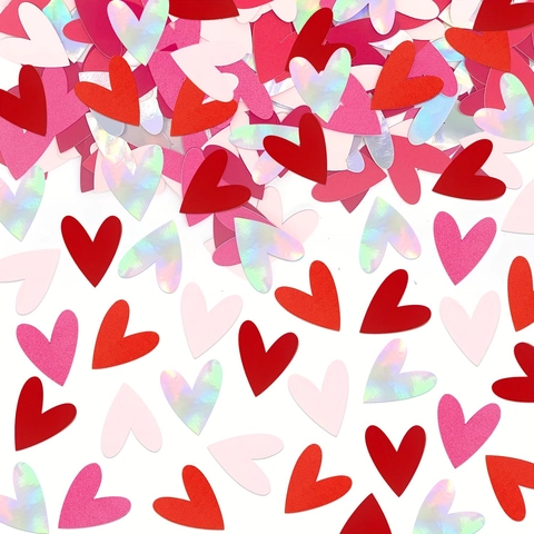 Heart Shaped Confetti Paper Valentine's Day Wedding Party Desktop Decoration Romantic Colorful Laser Mixed