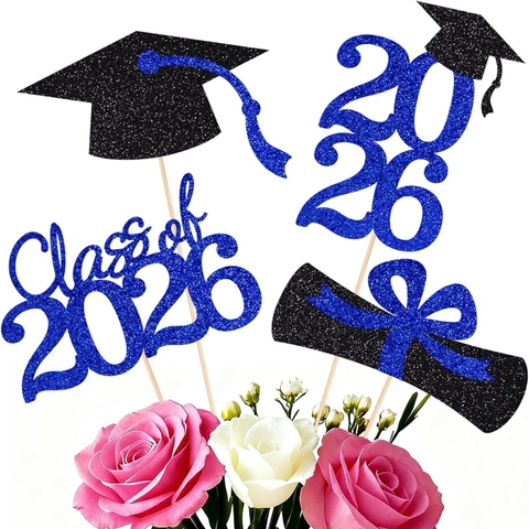 2026 Decorazione per Torta di Laurea Class Of 2026 Carta Glitterata Tocco Diploma Decorazioni per Festa di Laurea Celebrazione