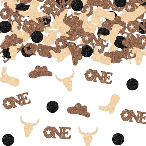 Western Cowboy Theme Party Confetti Glitter Paper Cowboy Hat Boot Bull Skull Table Decoration For First Birthday Boy