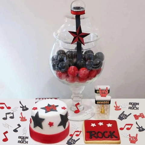 Κομφετί Πάρτι με Θέμα Rock And Roll Χρυσόσκονη Μουσική Νότα Κιθάρα Κεραυνός για Διακόσμηση Τραπεζιού Μουσικού Φεστιβάλ