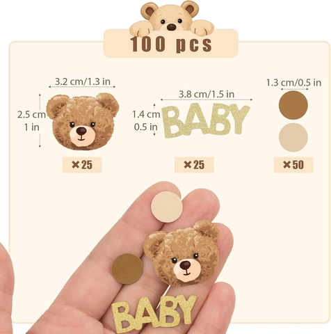 Coriandoli Baby Shower Orsacchiotto Glitter Oro Lettera BABY Carta Punto Decorazioni Tavola Per Festa Compleanno