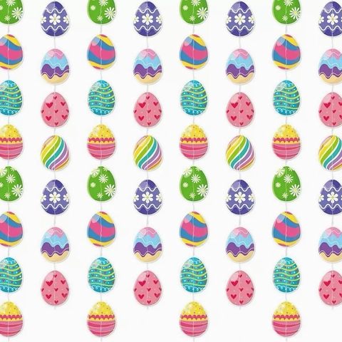 Easter Egg Hanging Garland Decorations Colorful Paper Banners For Home Party Holiday Window Wall Seasonal Ornaments