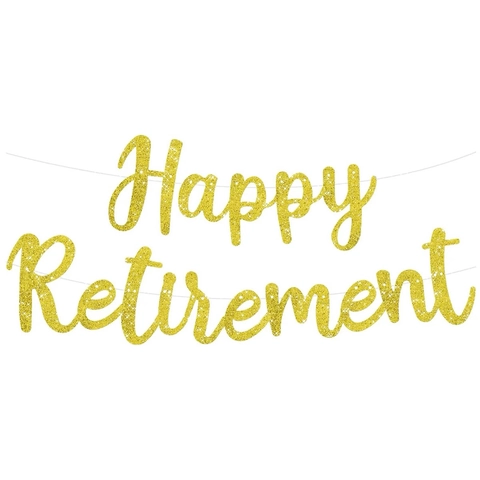 Striscione Happy Retirement Carta Luccicante Ghirlanda Appesa Decorazioni Per Feste Carattere Script Sfondo Celebrazione