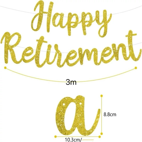 Striscione Happy Retirement Carta Luccicante Ghirlanda Appesa Decorazioni Per Feste Carattere Script Sfondo Celebrazione