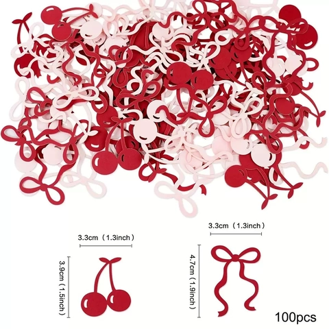 Coriandoli In Carta Ciliegia Fiocco Decorazione Tavolo Per Compleanno Matrimonio Stile Dolce Rosa Rosso