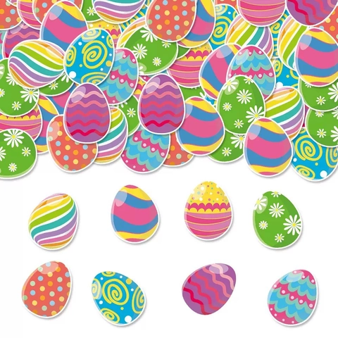 Easter Egg Confetti Paper Colorful Patterned Striped Polka Dot Daisy Party Table Scatters Dessert Decoration Festive Novelty