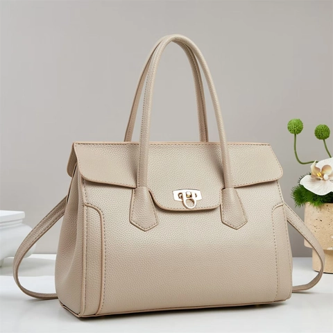 Dames Handtas Gekorreld PU Leer Grote Capaciteit Tote Commute Stijl Elegante Klep Handtas Met Schouderriem