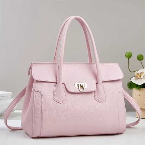 Dames Handtas Gekorreld PU Leer Grote Capaciteit Tote Commute Stijl Elegante Klep Handtas Met Schouderriem