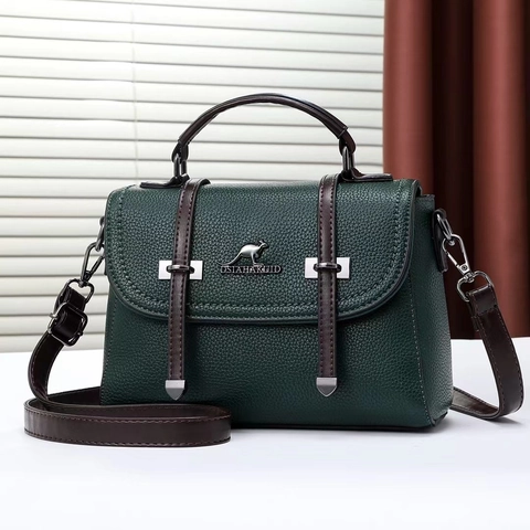 Bolso de Mano Vintage para Mujer Con Grano de Guijarro Bolso de Hombro Cruzado Retro Moda Cuero PU para Viaje al Trabajo