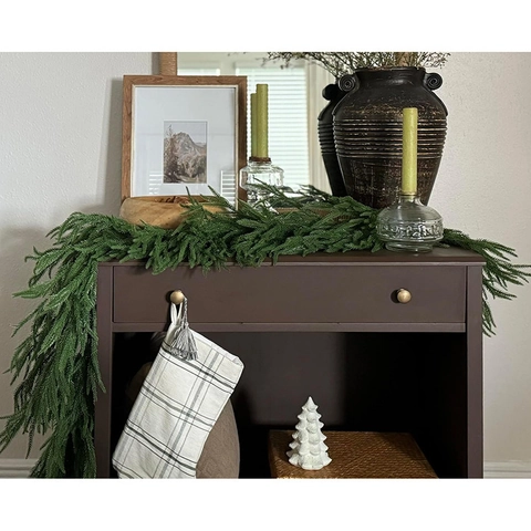 Artificial Christmas Pine Garland Wreath With Warm LED Lights Pinecones Red Berries PE Simulation Green Vine For Home Holiday Decor