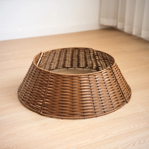 Collare Per Albero Di Natale Intrecciato In Rattan PE Base Cesto Gonna Decorazione Minimalista