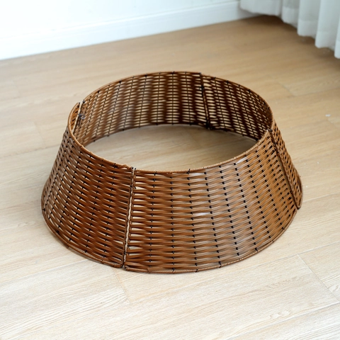 Collare Per Albero Di Natale Intrecciato In Rattan PE Base Cesto Gonna Decorazione Minimalista