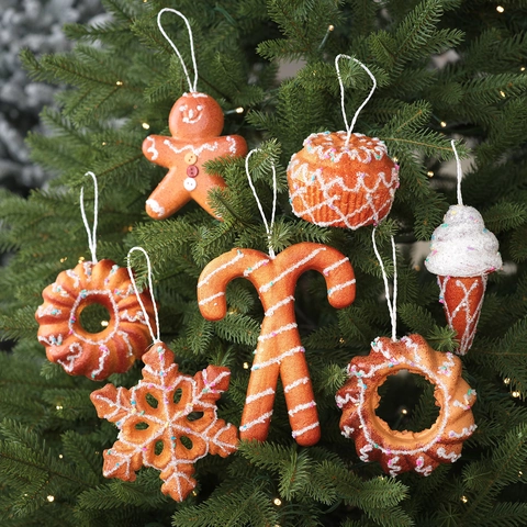 Gingerbread Man Χριστουγεννιάτικο Δέντρο Κρεμαστά Διακοσμητικά Αφρός Νιφάδα Ζαχαρωτό Μπαστούνι Εορταστική Διακόσμηση
