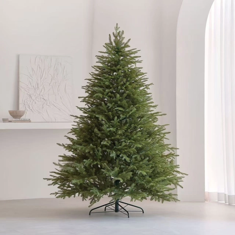 Realistic Dense PE Artificial Christmas Tree With Solid Metal Stand For Indoor Home Living Room Holiday Party Decoration Green