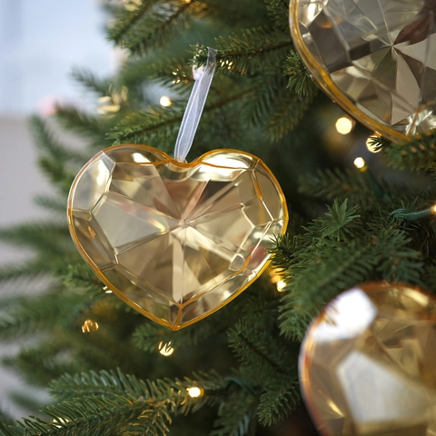 Facettiertes Acryl Herz Weihnachtsbaum Ornament Glitzernde Edelstein Optik Hängende Dekoration Für Feiertag Party Heimdeko