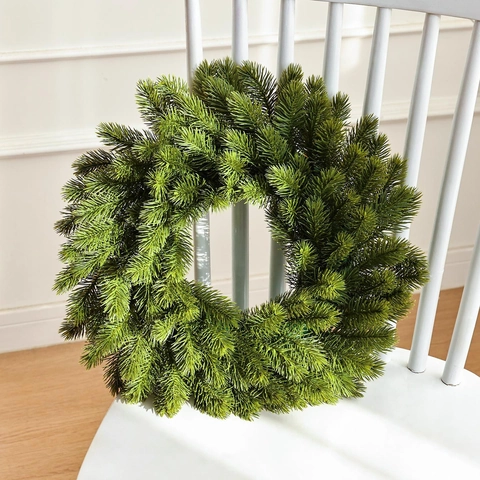 Artificial Christmas Wreath PE Thickened Green Pine Needle Door Hanging Decoration For Xmas Home Holiday Party Decor