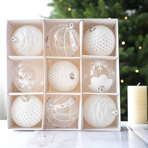 Palle Di Natale Bianco Trasparente Plastica Motivo Fiocco Di Neve Decorazioni Da Appendere Albero Di Natale Arredo Festa
