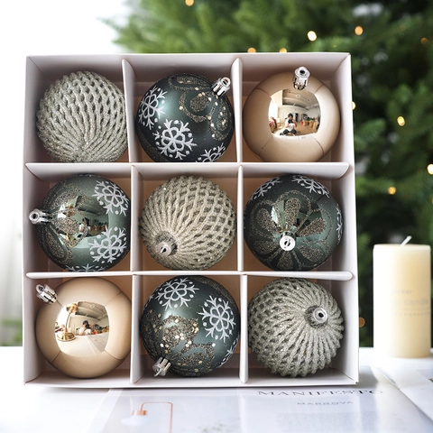 Palle Di Natale Addobbi Per Albero Di Natale Glitter Fiocco Di Neve Specchio Dipinto Plastica Decorazione Festa Casa