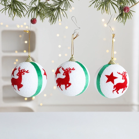 Bolas de Navidad Adornos de Espuma Pintadas Renna Papá Noel Muñeco de Nieve Copo de Nieve Decoraciones Colgantes para Árbol de Navidad Fiesta Hogar