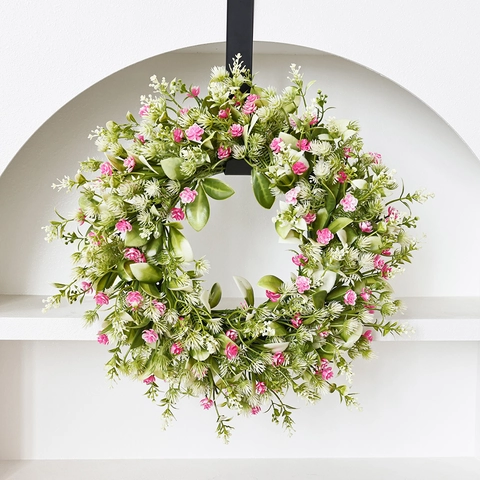 Artificial Spring Daisy Wreath Pastoral Plastic Wildflower Front Door Hanging For Mother's Day Home Wall Floral Decor