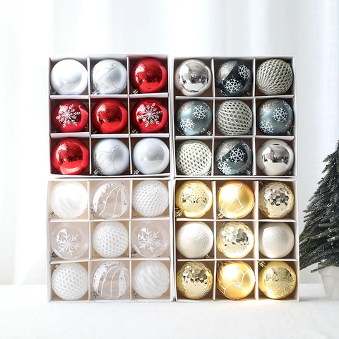 Palle di Natale Dipinte Plastica Decorativo Pendenti Per Albero di Natale Festa Decorazione Casa Luccicante Glitter