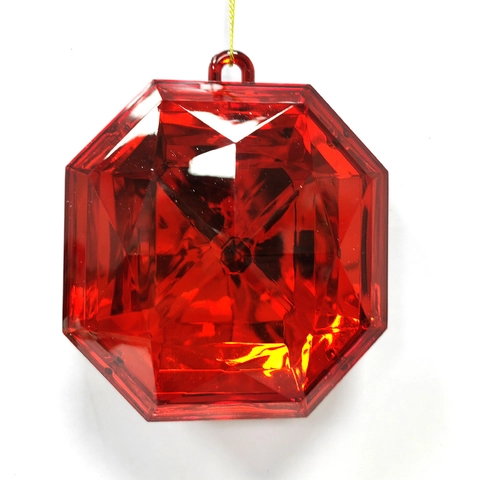 Christmas Tree Hanging Ornaments Faceted Gemstone Shape Transparent Acrylic Plastic Colorful Holiday Party Home Decor