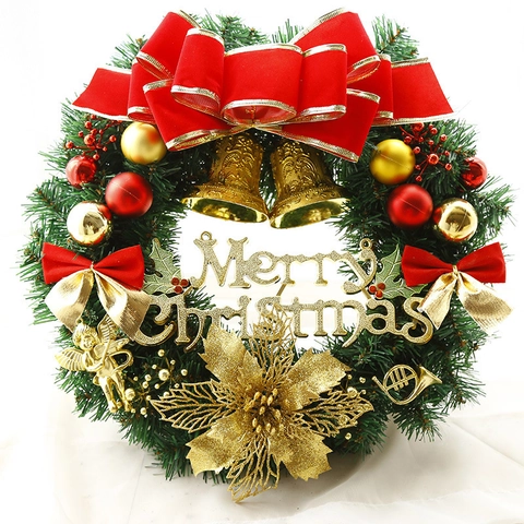 60cm Amerikanischer Stil Roter Fruchtkranz Heißverkaufter Weihnachtskranz Leuchtender Weihnachtsrebenkreis