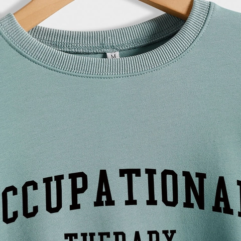 Sweatshirt Femme Occupational Therapy Col Rond Manches Longues Mélange Coton Haut Pull Décontracté Ample