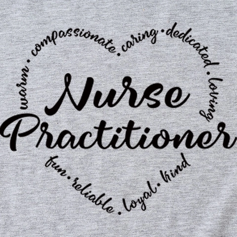 Damen Casual Nurse Practitioner Herz Buchstaben Druck Kurzarm T-Shirt Lose Rundhals Baumwollmischung Grafik Tee Top