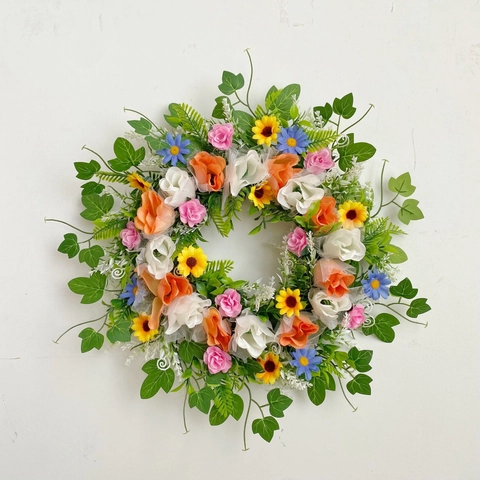 Künstlicher Sonnenblumen Tulpen Kranz Bunter Blumen Türbehang Für Valentinstag Ostern Haus Dekoration Mehrfarbiger Stil