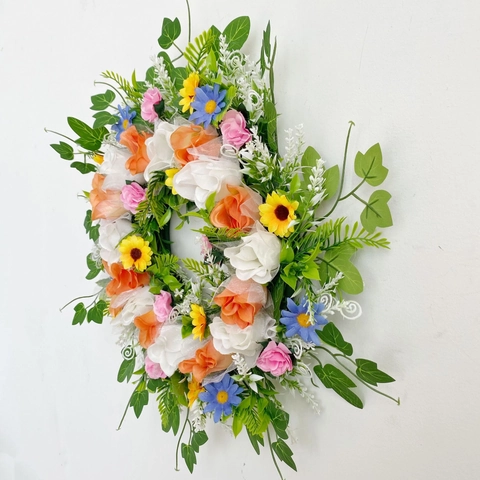 Künstlicher Sonnenblumen Tulpen Kranz Bunter Blumen Türbehang Für Valentinstag Ostern Haus Dekoration Mehrfarbiger Stil