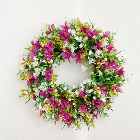 Ghirlanda di Fiori Artificiali Primaverile Rosa Viola Decorazione Per Porta d'Ingresso Parete Matrimonio Festa Casa Moderna