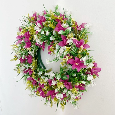 Ghirlanda di Fiori Artificiali Primaverile Rosa Viola Decorazione Per Porta d'Ingresso Parete Matrimonio Festa Casa Moderna
