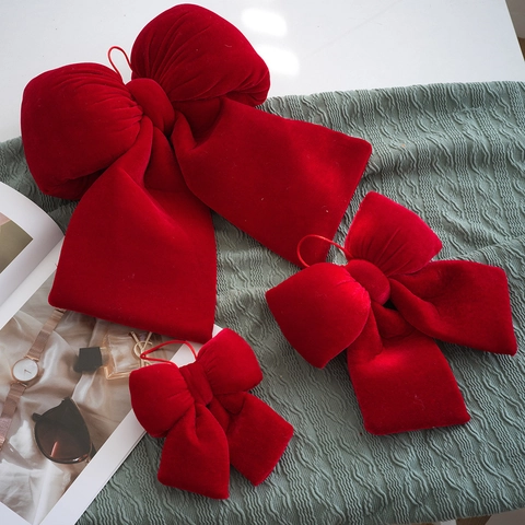 Addobbi Per Fiocchi Di Natale Velluto Rosso Floccato Decorazioni Da Appendere Per Alberi Accessori Per Feste