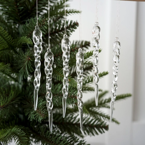 Adornos para Árbol de Navidad de Carámbanos Transparentes con Torsión en Espiral Decoración Colgante de Plástico Transparente para Fiesta Navideña