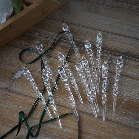 Adornos para Árbol de Navidad de Carámbanos Transparentes con Torsión en Espiral Decoración Colgante de Plástico Transparente para Fiesta Navideña