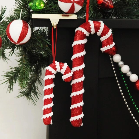 Weihnachten Zuckerstange Lutscher Hängende Ornamente Glitzer Rot Weiß Zuckerstange Für Weihnachtsbaum Party Dekoration