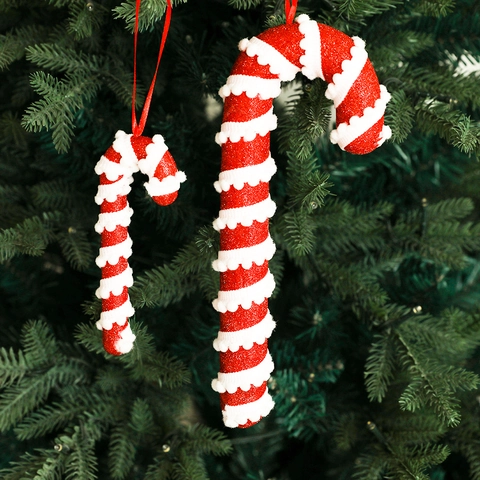 Weihnachten Zuckerstange Lutscher Hängende Ornamente Glitzer Rot Weiß Zuckerstange Für Weihnachtsbaum Party Dekoration