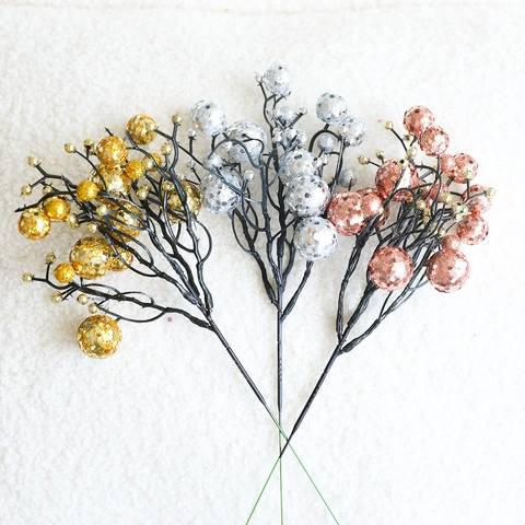 Kunstmatige Glitterbessen Takken Voor Kerstboom Decoratie Feestelijke Namaak Bessenstengels Voor Thuisfeest Bruiloft DIY Guirlande Ornamenten