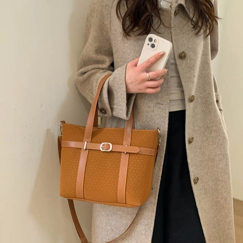 Bolso Tote De Gran Capacidad Mujer Retro Cuero PU Texturizado Mano Con Correa Ajustable Bolso De Hombro Minimalista Trabajo