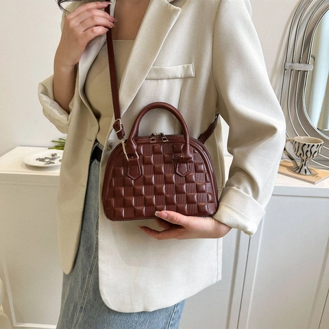 Borsa a Guscio da Donna in Pelle PU a Scacchi Versatile Borsa a Tracolla Con Tracolla Regolabile Elegante Borsa a Mano