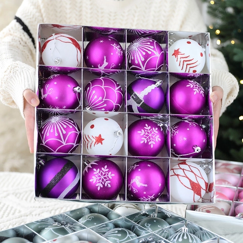 Palle di Natale Plastica Dipinte Decorative Baubles Appese Con Motivi di Fiocchi di Neve Renna per Festa di Vacanza Casa Albero Decor