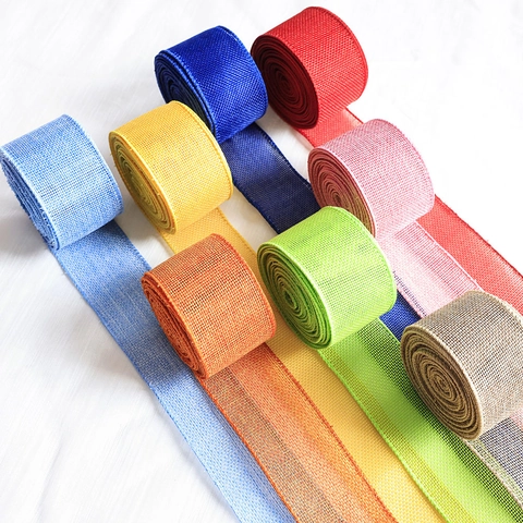 Rollos de Cinta de Imitación de Lino Tejida para Manualidades Envoltura de Regalos Boda Decoración del Hogar