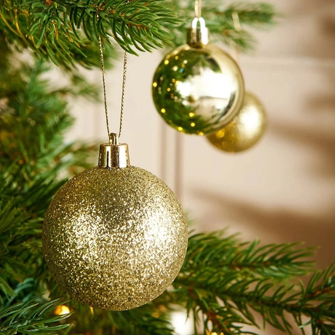 Set de Bolas de Navidad Galvanizadas Brillante Mate Purpurina Adornos Navideños Colgantes para Árbol Hogar Fiesta Festival