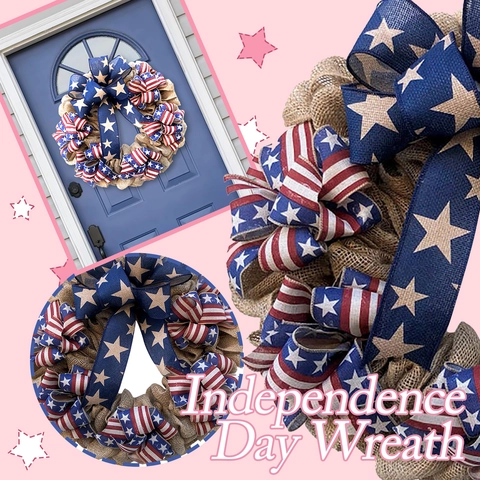 Independence Day Burlap Wreath With American Flag Stars Stripes Bow Patriotic Door Hanging Ornament Decoration July 4th Home Party