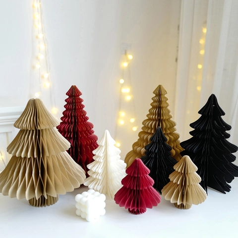 Albero di Natale in Carta a Nido d'Ape Minimalista Ornamento da Tavolo Pieghevole Magnetico per Festa di Natale Casa