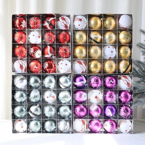 Palle di Natale Dipinte in Plastica Decorazioni Appese per Albero di Natale Casa Festa Finestra Ornamento Natalizio