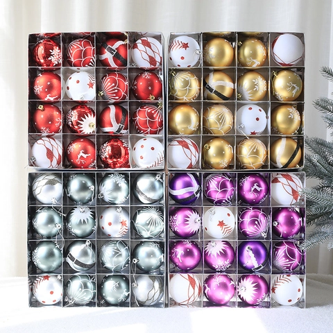 Palle di Natale Dipinte in Plastica Decorazioni Appese per Albero di Natale Casa Festa Finestra Ornamento Natalizio