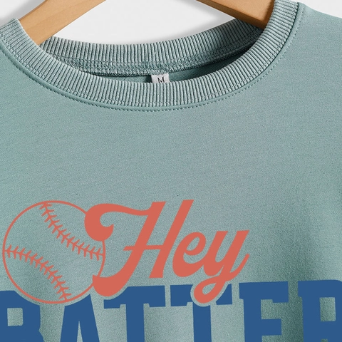 Women Crewneck Sweatshirt Cotton Blend Long Sleeve Baseball Hey Batter Batter Swing Pullover Casual Street Fashion