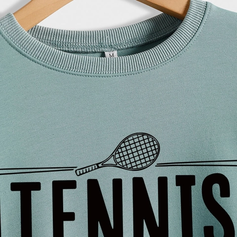 Women's Sweatshirt Tennis Mom Letter Print Long Sleeve Crew Neck Cotton Polyester Loose Fit Casual Pullover